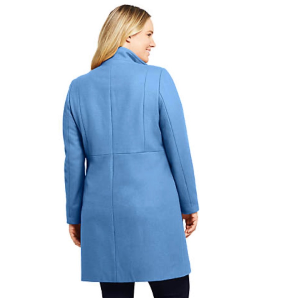 Women’s Petite Blue Wool Tailored Coat from Lands End Size 2P